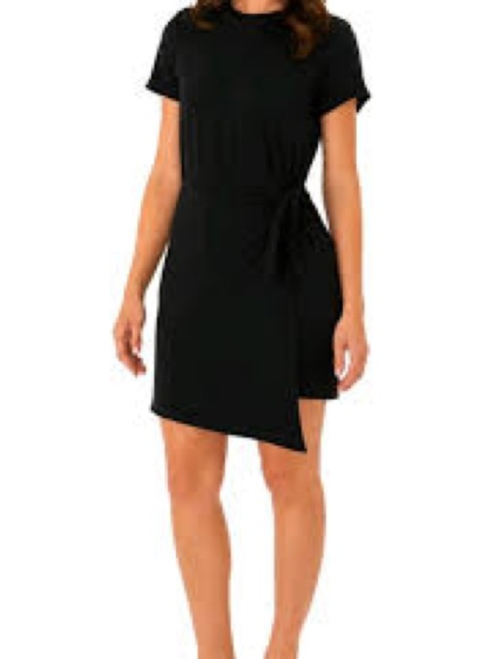 Threads 4 Thought Black Faux Wrap Short Sleeve Mini Dress Size Medium